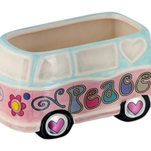 Hippie Peace Van / Bus Planter Pot Ceramic…